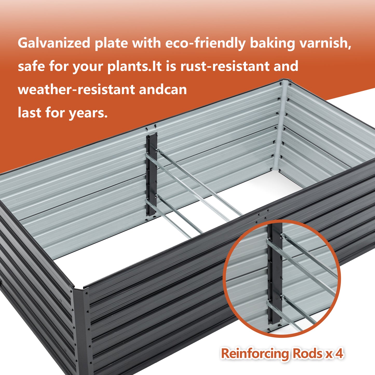 6x3x2 FT Metal Raised Garden Bed Outdoor Reinforced Galvanized Rustproof Colored Steel Planter Boxes for Vegetables, Raised Beds for Growing Flowers Herbs Succulents