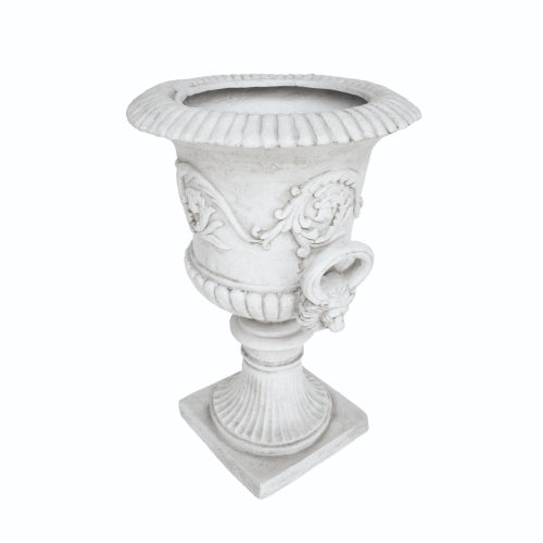 18.75 in. W x 28.25 in. H Concrete Garden Urn Planter in White