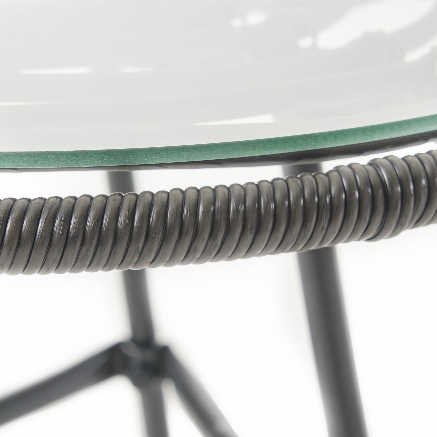 Orlando Outdoor Glass Top Faux Rattan Side Table,Tempered Glass Top End Table for Balcony Porch Deck
