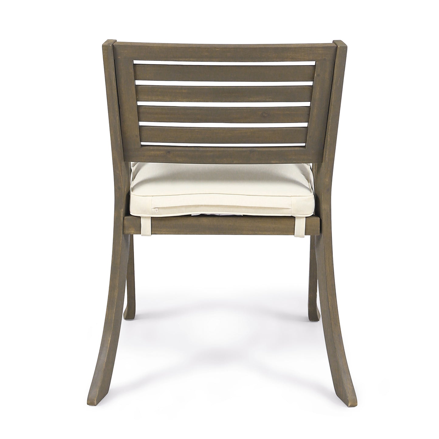Helen Outdoor Acacia Wood Dining Chair, Gray and Crème(Set of 2)