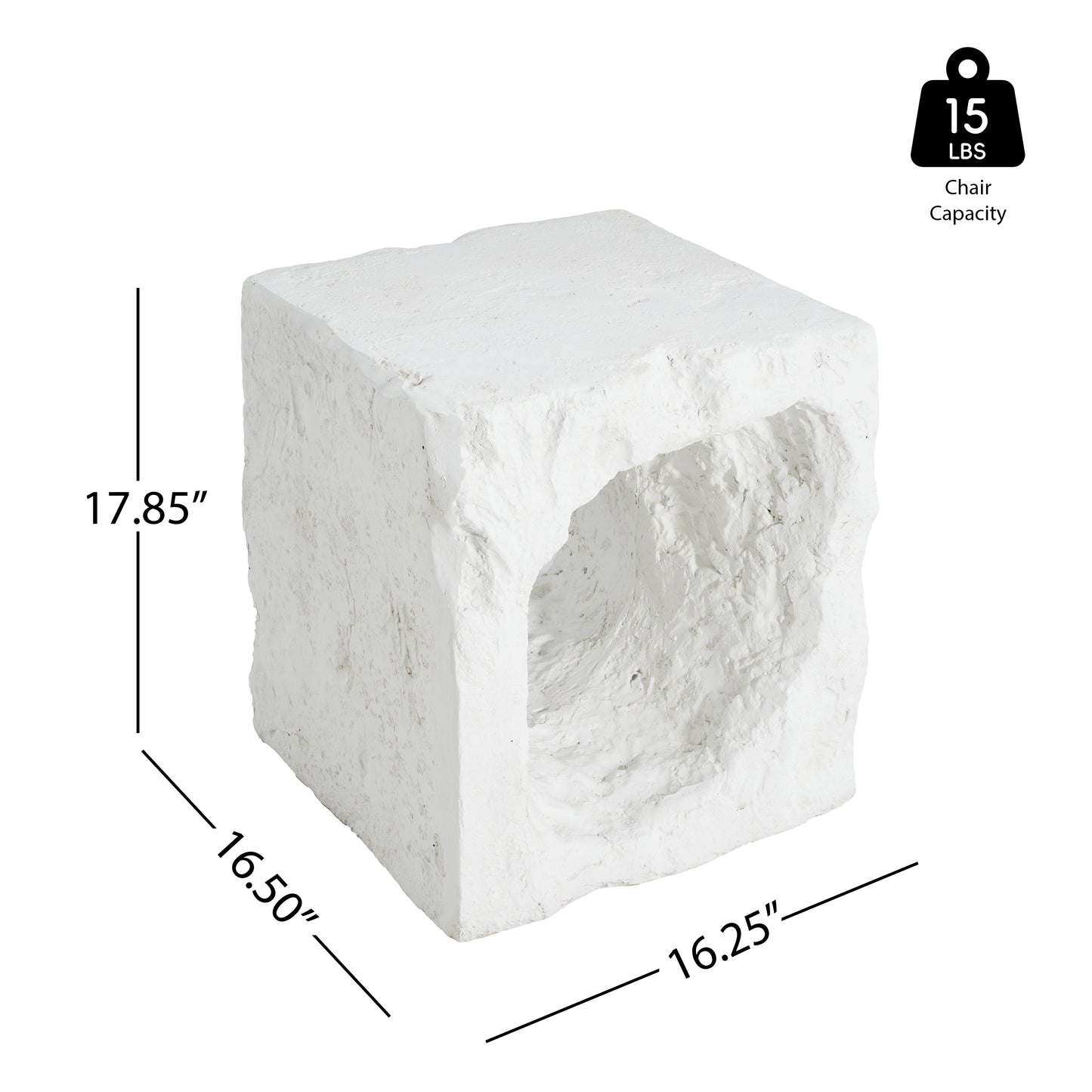 Lyra Outdoor Patio Karst Cave Inspired MGO Side Table, White