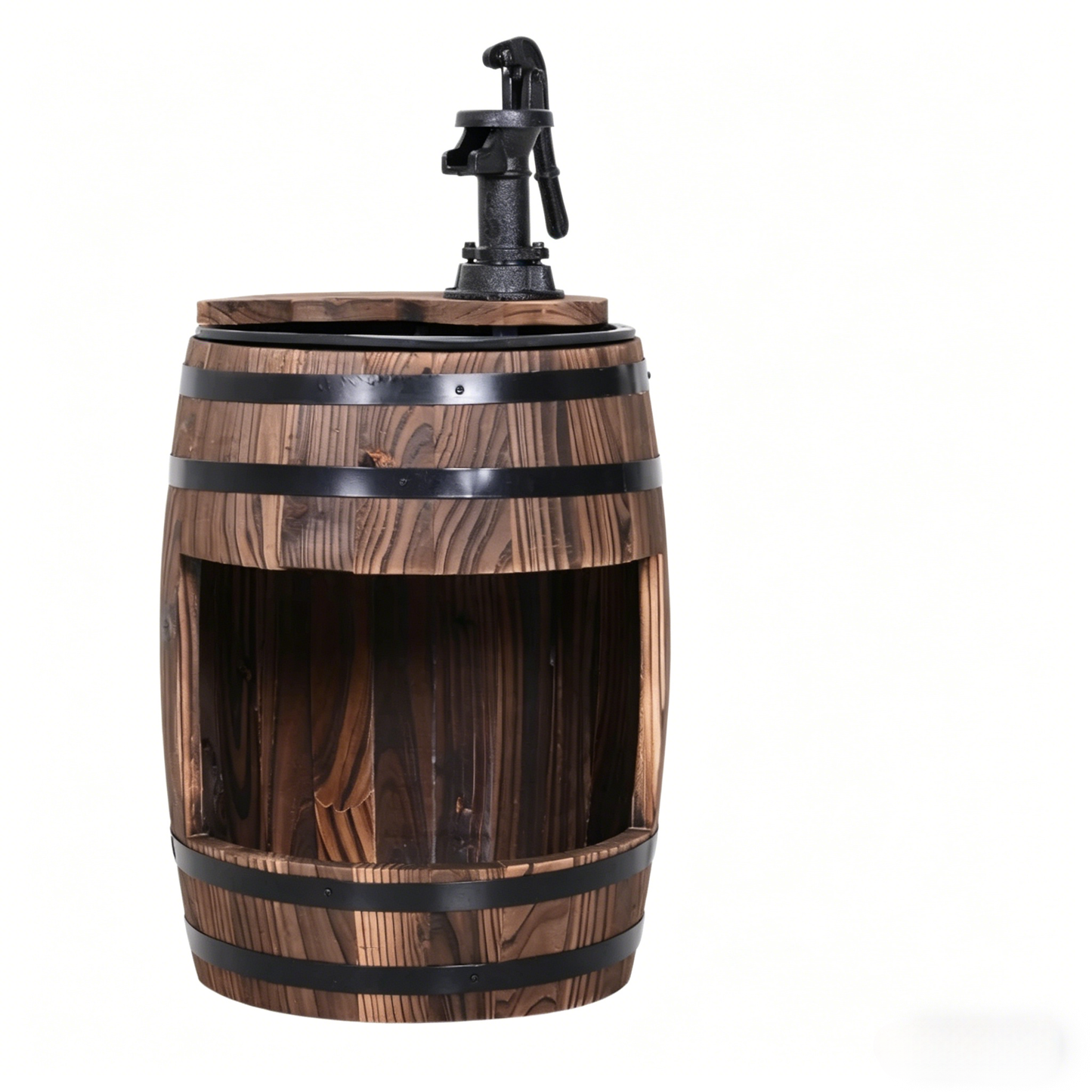 Wooden Water Pump Fountain,Patio Water Fountain,Apple Barrel Pump Garden Decor,Outdoor Water Fountain