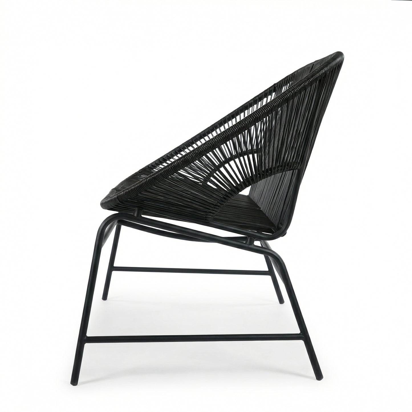 CONDESSA OUTDOOR PATIO WICKER LOVE SEAT, BLACK PE RATTAN & IRON FRAME, SET OF 1