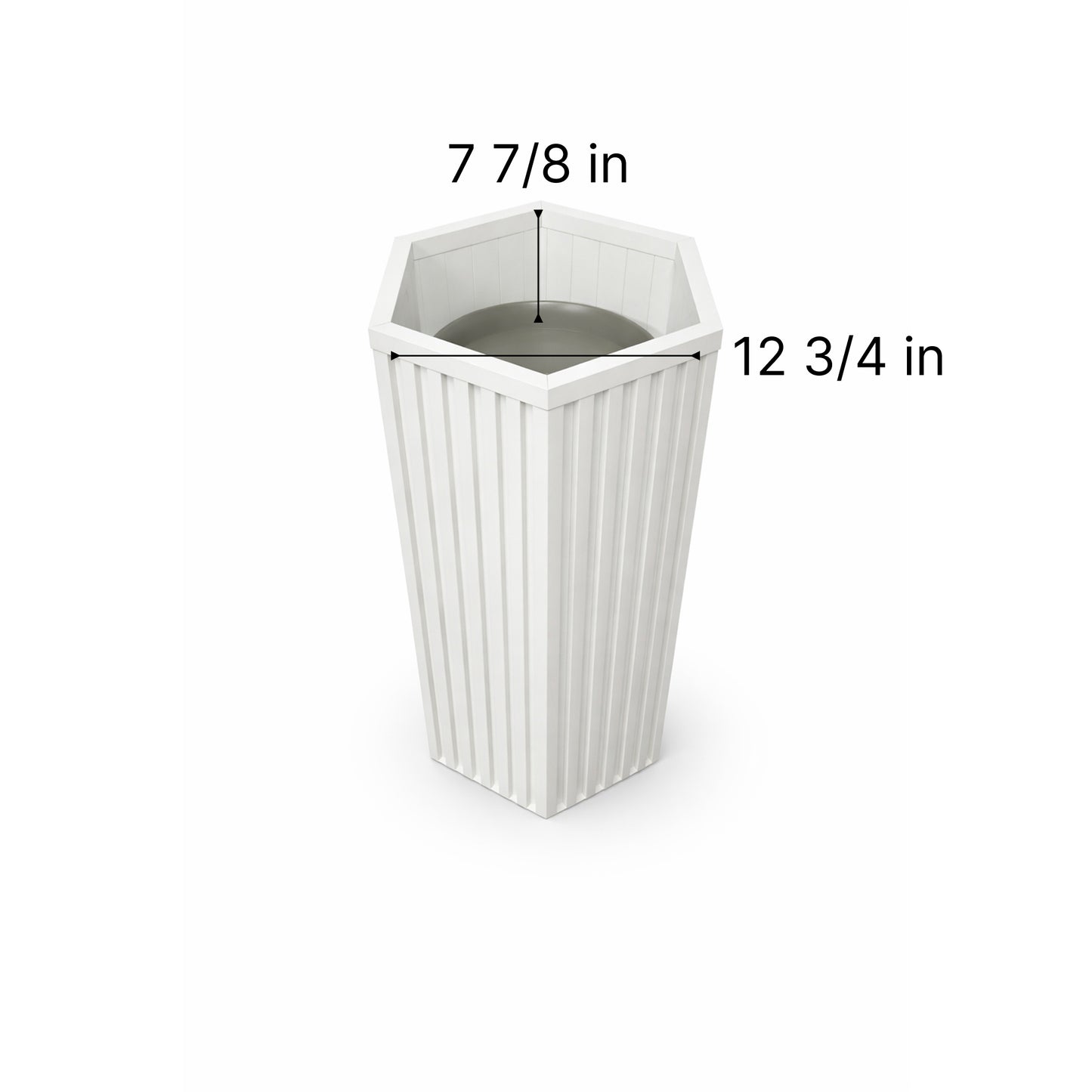 Hexagon Column Planter LG - White