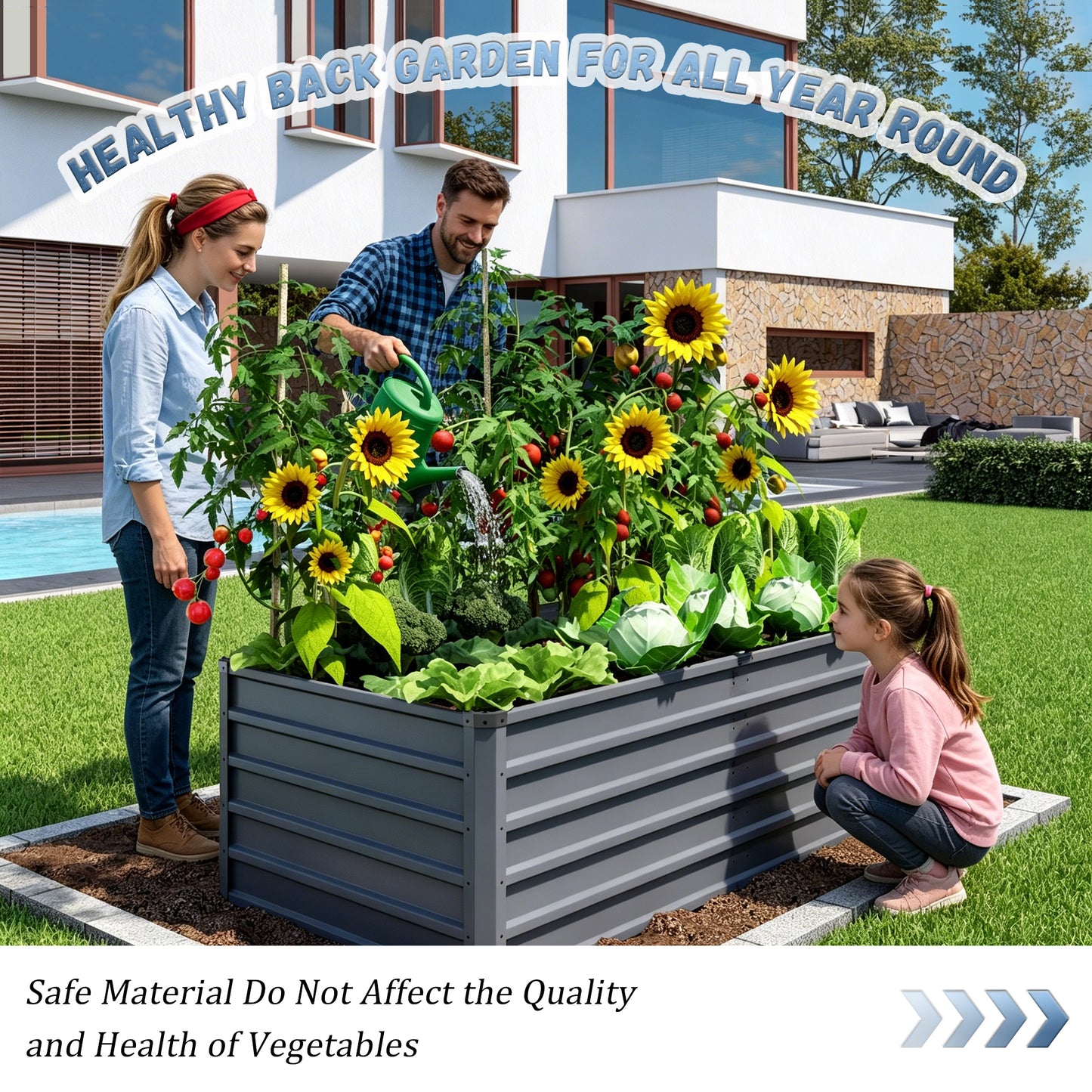 6x3x2ft 2pcs Large Raised Garden Bed Kit, Grey Rectangular Galvanized Metal Outdoor Garden Bed, Planter Raised Garden Boxes Outdoor Garden Beds for Growing Plants, Vegetables and Flowers.