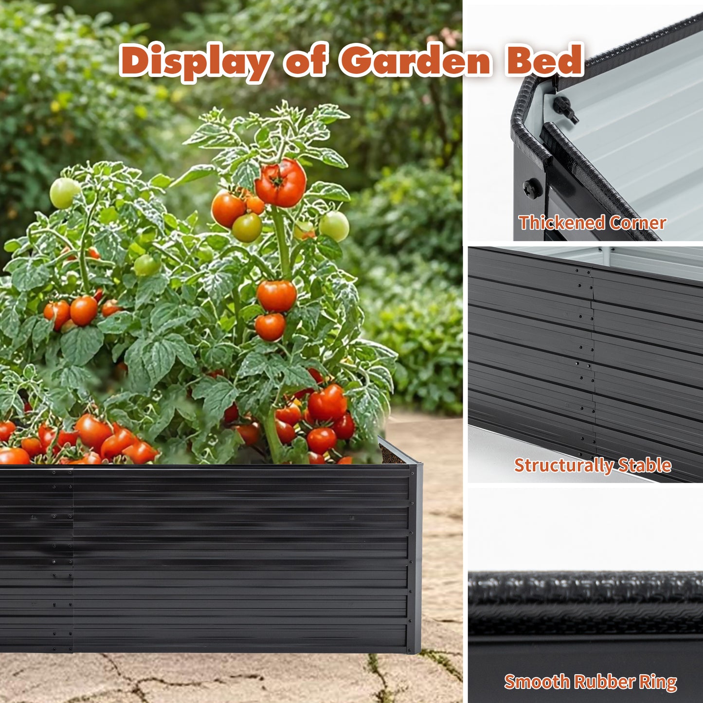 6x3x2 FT Metal Raised Garden Bed Outdoor Reinforced Galvanized Rustproof Colored Steel Planter Boxes for Vegetables, Raised Beds for Growing Flowers Herbs Succulents