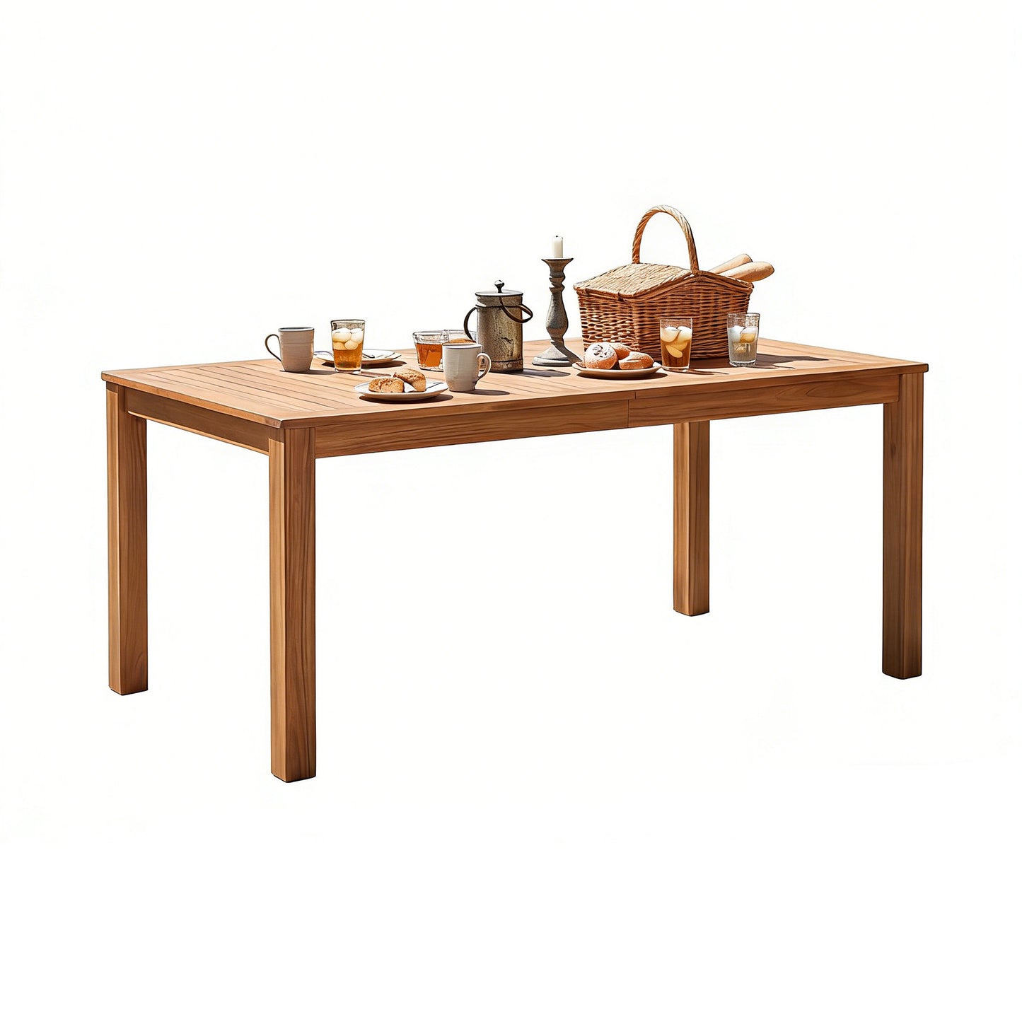 TOPMAX Patio Wooden Dining Table, Outdoor 67"L Rectangular Table for Poolside, Backyard, Garden, Indoor/Outdoor, Natural