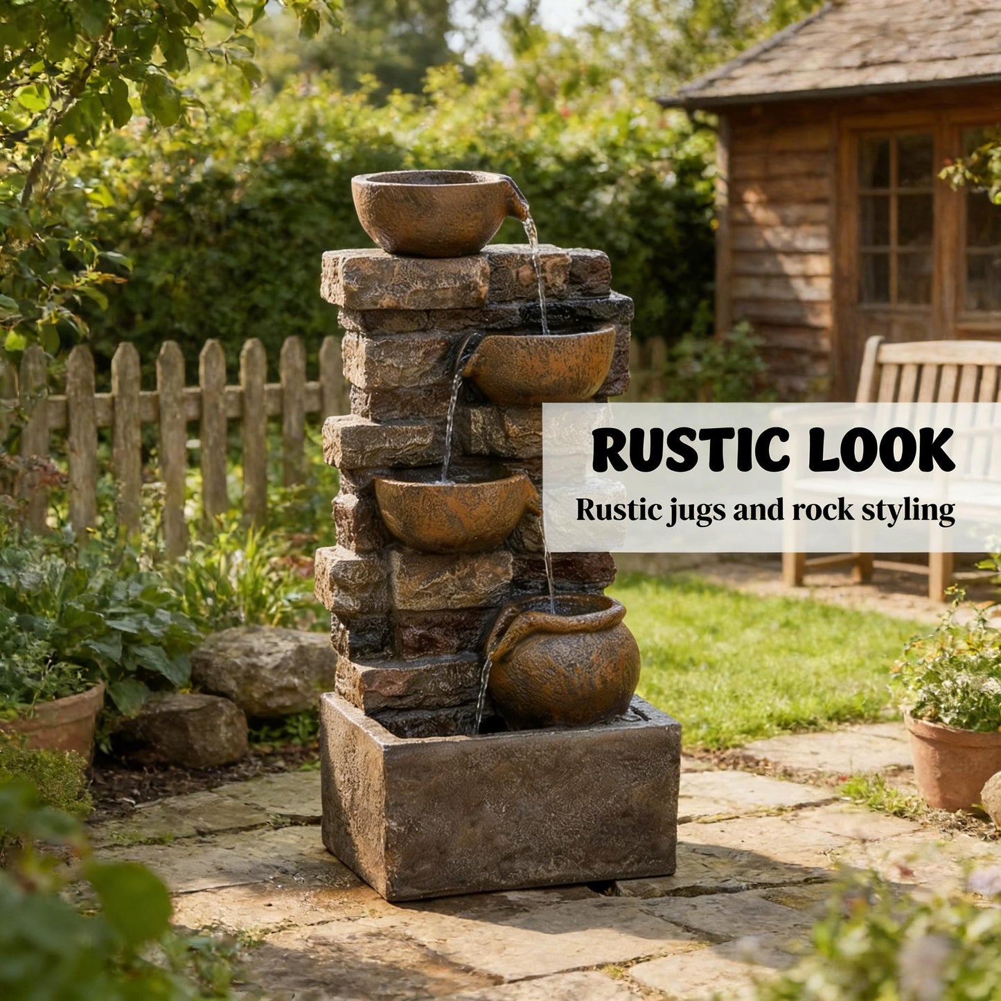 Garden Cascading Waterfall,Outdoor Fountain