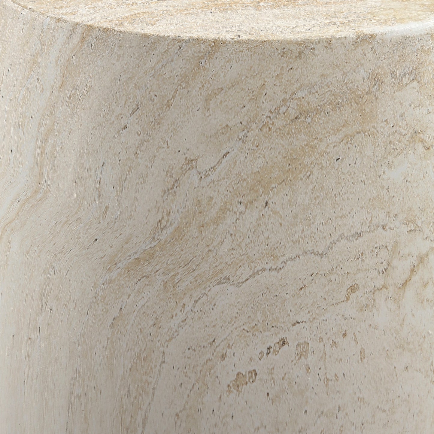Light Travertine Finish Magnesium Oxide Tapered Side Table   14.57" Top Diameter Round End Table