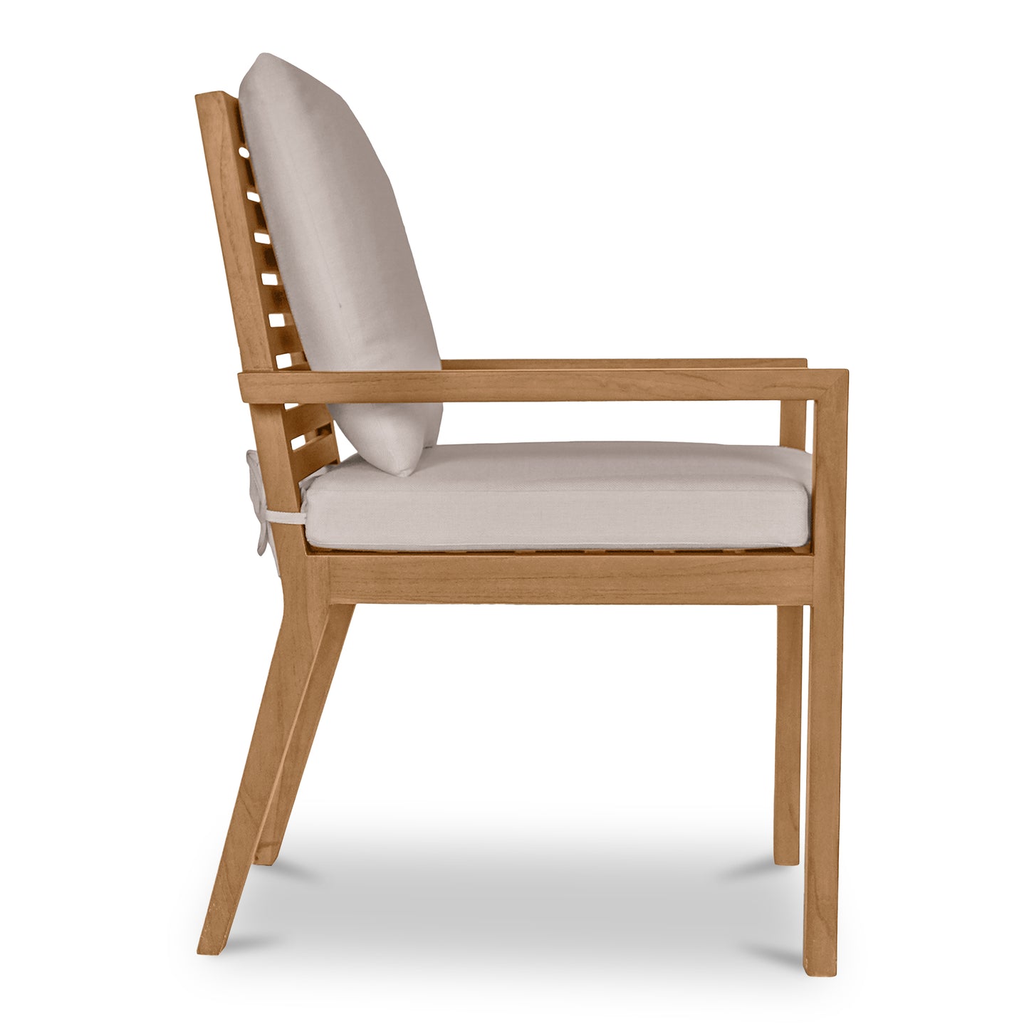 Outdoor Dining Chair, Slatted Back, Solid Teak, Quick Dry Foam, White