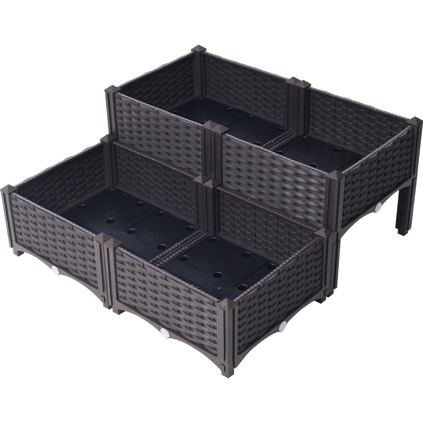 4 Piece Raised Garden Bed with Legs, Self-Watering Planter Box Raised Bed to Grow Flowers, Herbs & Vegetables, Brown