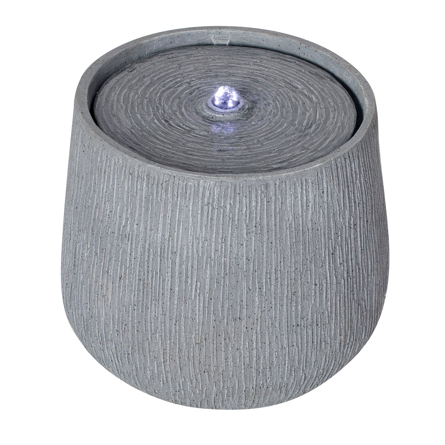 12.99"H Gray Polyresin Outdoor Water Fountain, Bowl-Shaped Water Feature with LED Light for Patio Deck Yard Decor