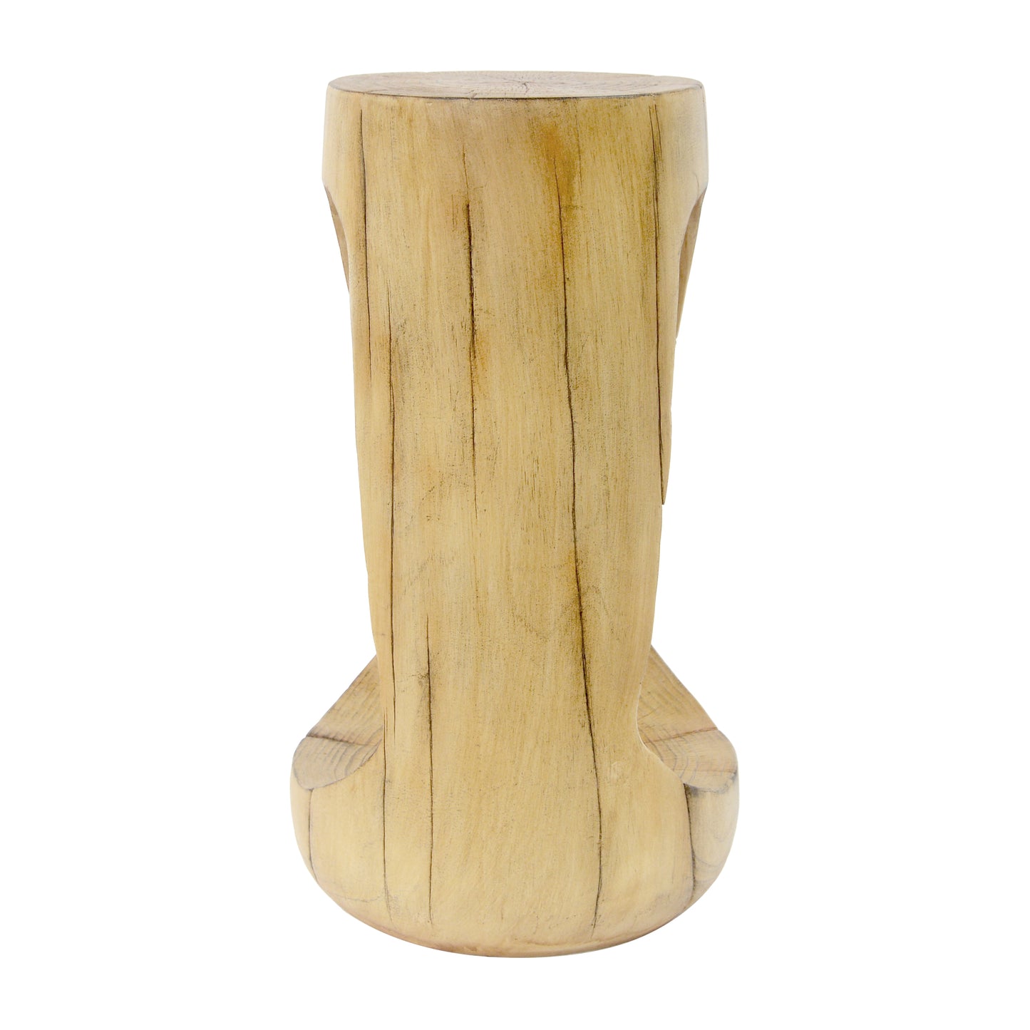 Outdoor Side Table,Hollow Design End Table,Patio Garden Stool Table,Decorative Accent Table for Patio Balcony Beach Pool Side,Lightweight Concrete,Wood Like Texture,Natural Color