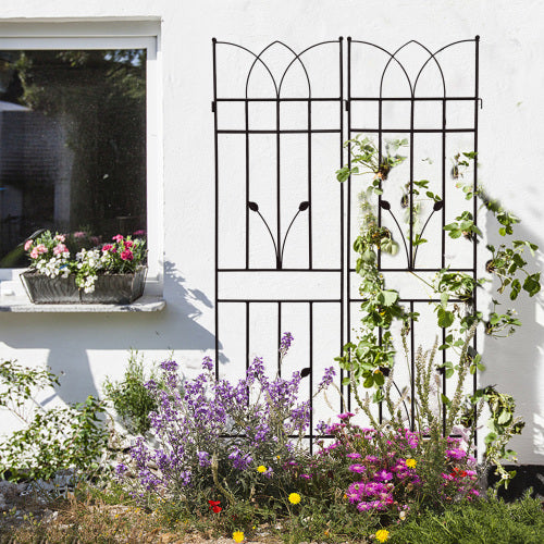 71 in. H 4-Pack Black Metal Garden Trellis Outdoor Rustproof Trellis for Climbing Plants