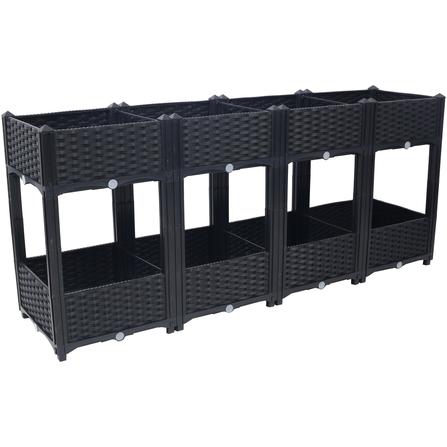 Planter Raised Beds - Elevated Planter Garden Box with Drainage Plug Raised Garden Beds for Vegetable/Flower/Herb Outdoor Standing Planter Beds Gardening Kit,Black,63"x15.7"x27.7"