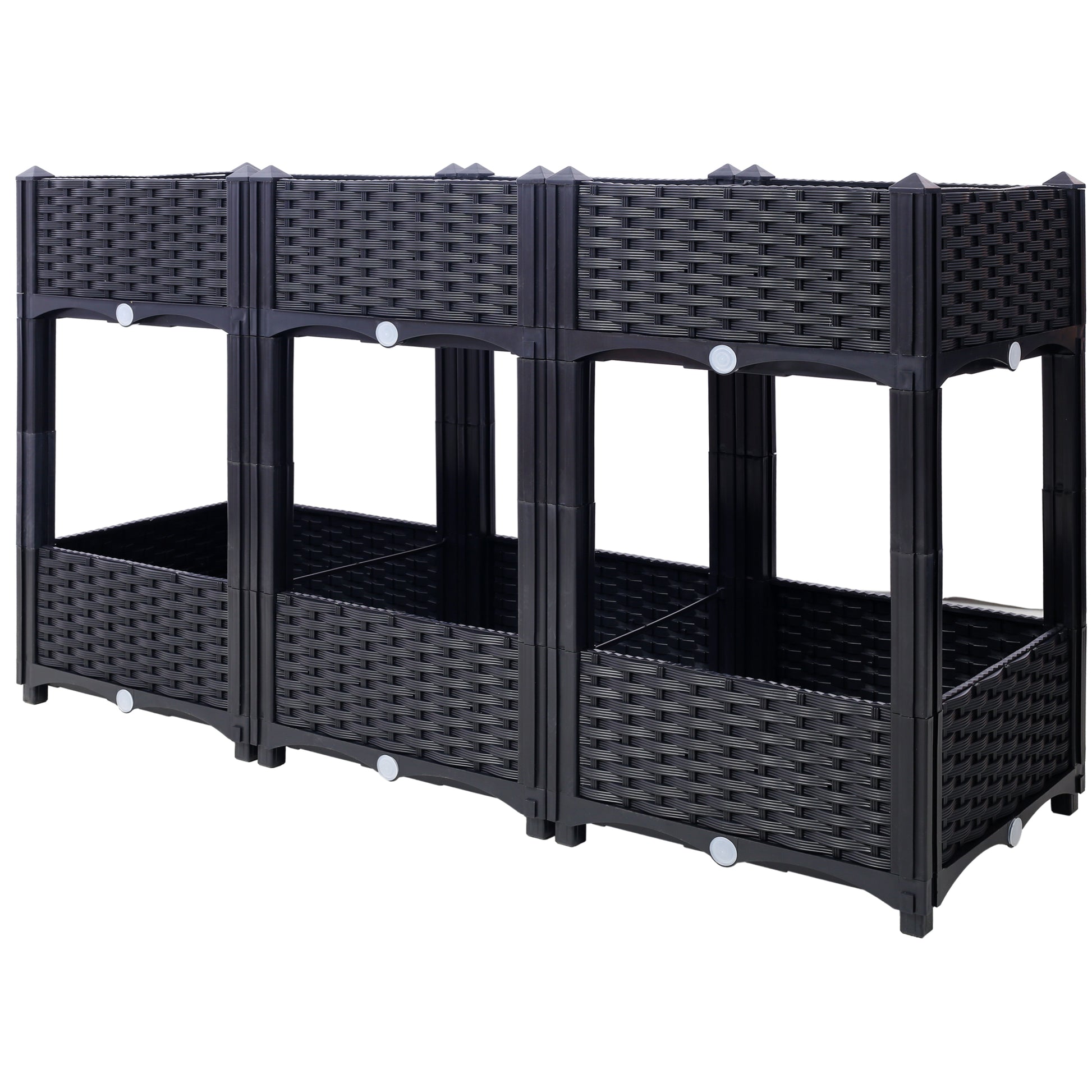 Planter Raised Beds - Elevated Planter Garden Box with Drainage Plug Raised Garden Beds for Vegetable/Flower/Herb Outdoor Standing Planter Beds Gardening Kit,Black,47.2"x15.7"x27.7"