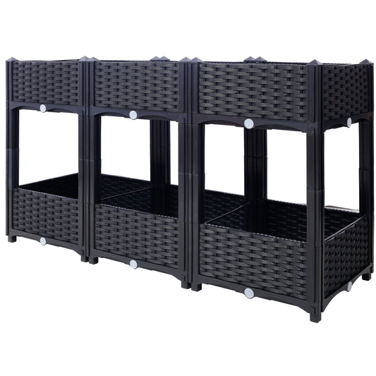 Planter Raised Beds - Elevated Planter Garden Box with Drainage Plug Raised Garden Beds for Vegetable/Flower/Herb Outdoor Standing Planter Beds Gardening Kit,Black,47.2"x15.7"x27.7"