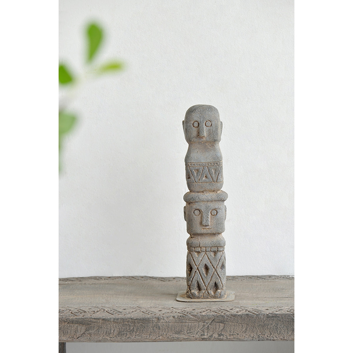 3.5x3.5x15.7" Ancient Tribe Decor, Indoor Outdoor Garden Decor