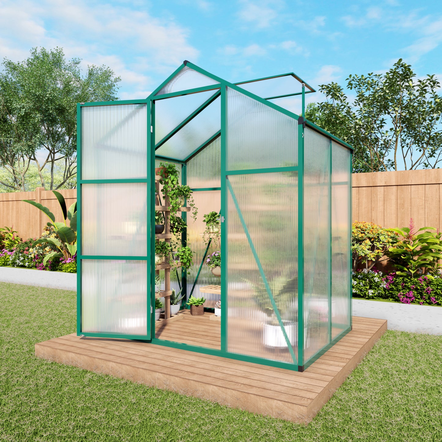 Newly marketed 6x4 FT Gain height windproof aluminum greenhouse Polycarbonate Greenhouse  Heavy Duty Walk-in Greenhouses for Outdoor Backyard in All Season
