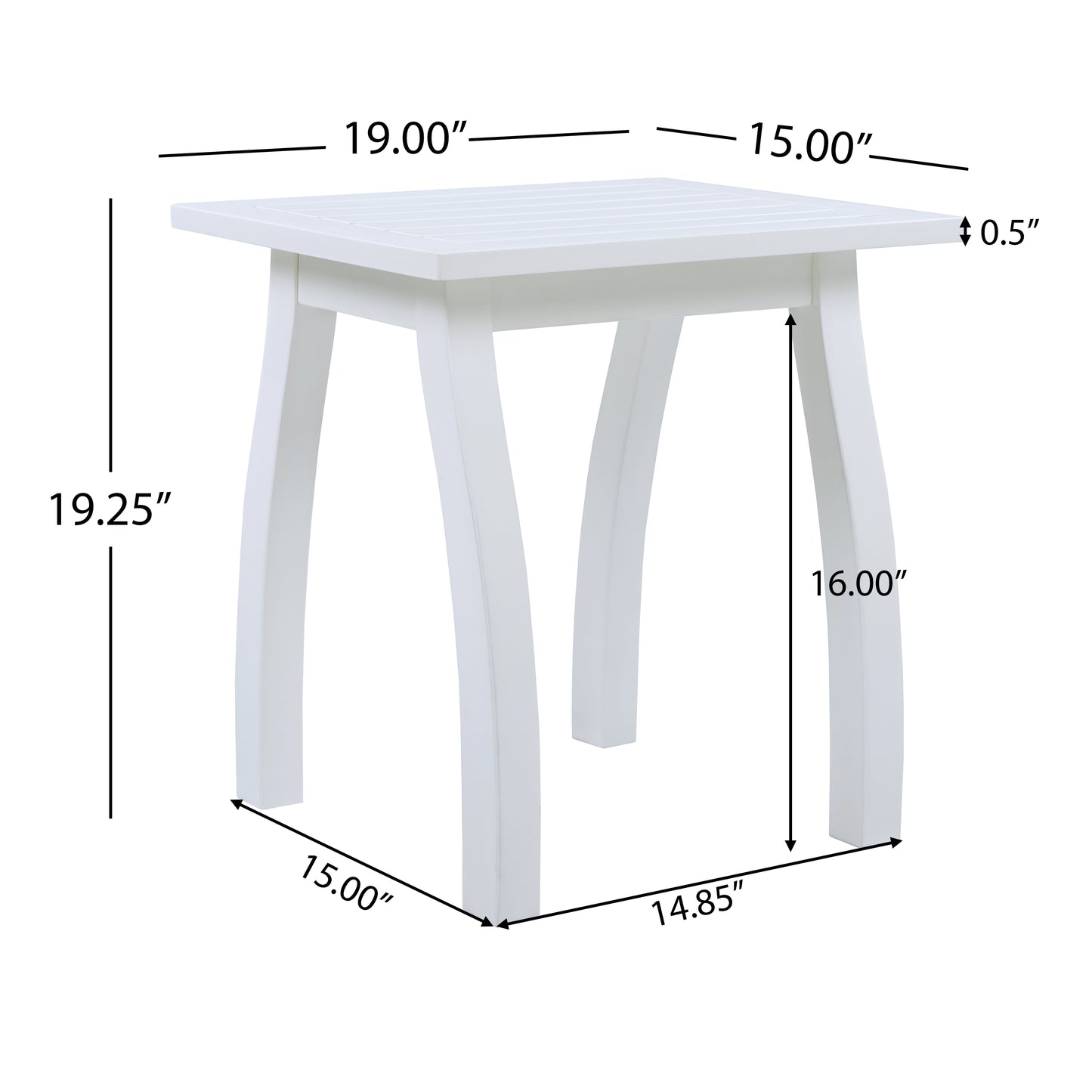 SELMA Acacia wood Accent Side Table in White PU, Weather-Resistant Rectangular End Table for Patio, Garden, Lawn, and Living Room(White PU)