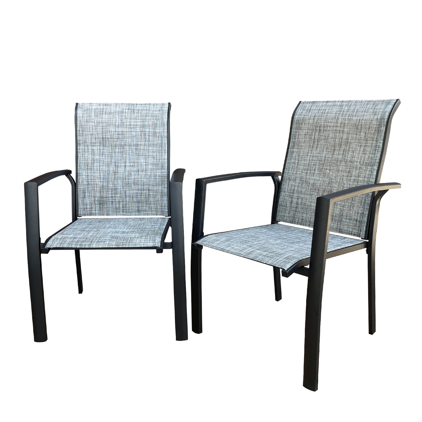 VRSHWO Garden Patio Chairs Set of 2, All Weather Metal Outdoor Dining Chairs , Garden, Poolsides, Black Color Frame