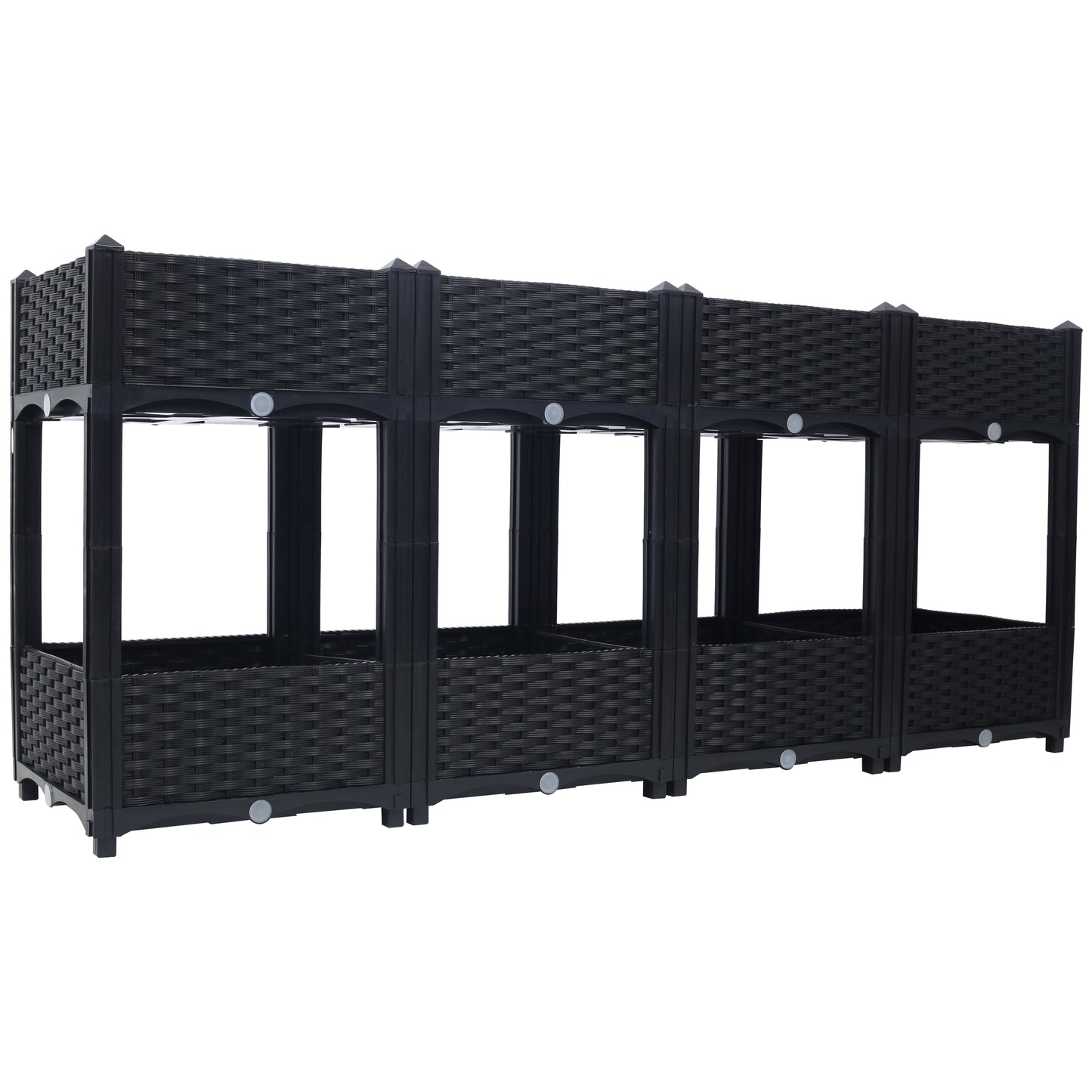 Planter Raised Beds - Elevated Planter Garden Box with Drainage Plug Raised Garden Beds for Vegetable/Flower/Herb Outdoor Standing Planter Beds Gardening Kit,Black,63"x15.7"x27.7"