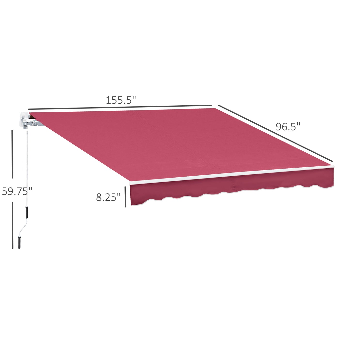 Retractable Awning, Patio Awnings, Sunshade Shelter w/ Manual Crank Handle
