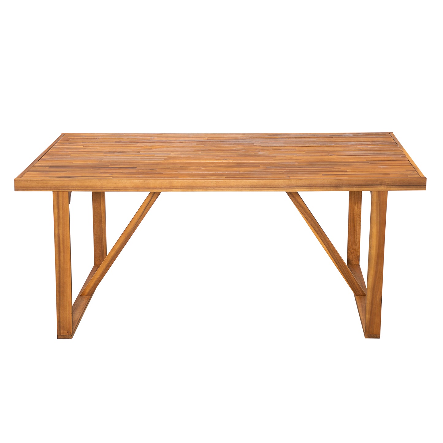 67" Acacia Wood Outdoor Dining Table , Ideal for Patio & Garden Gatherings, Teak Finish
