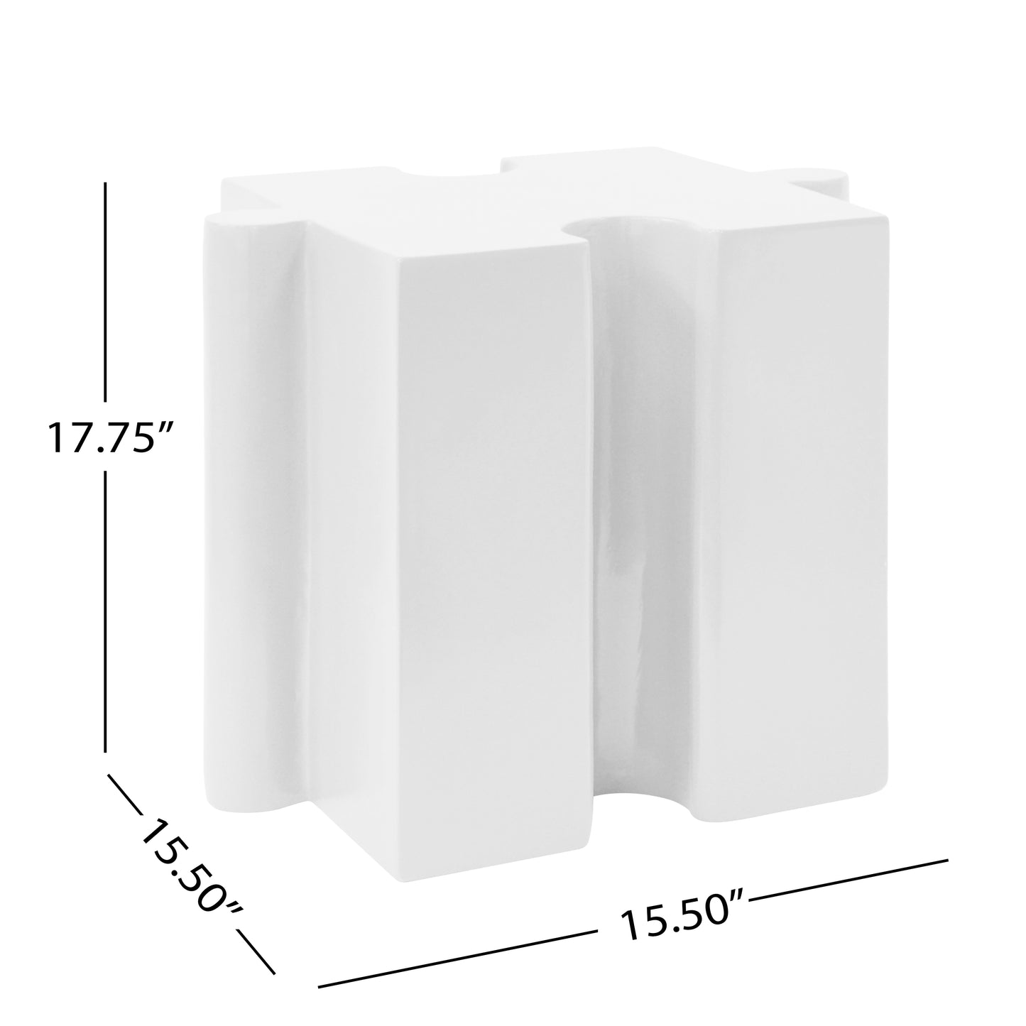 3-Piece Artistic Puzzle Table Set,Modular MGO Side Tables with Interlocking Design (2 Convex & 1 Concave), 200lb Capacity for Indoor & Outdoor,White Color