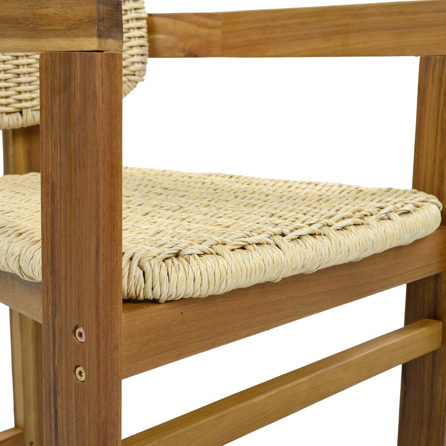 Outdoor Woven Rattan Chair Set Two Accent Chairs Stylish Outdoor Armchairs 2 Person Seating Group Ergonomic Garden Chairs for Patio, Outdoor, Teak Finish+Natural Rattan