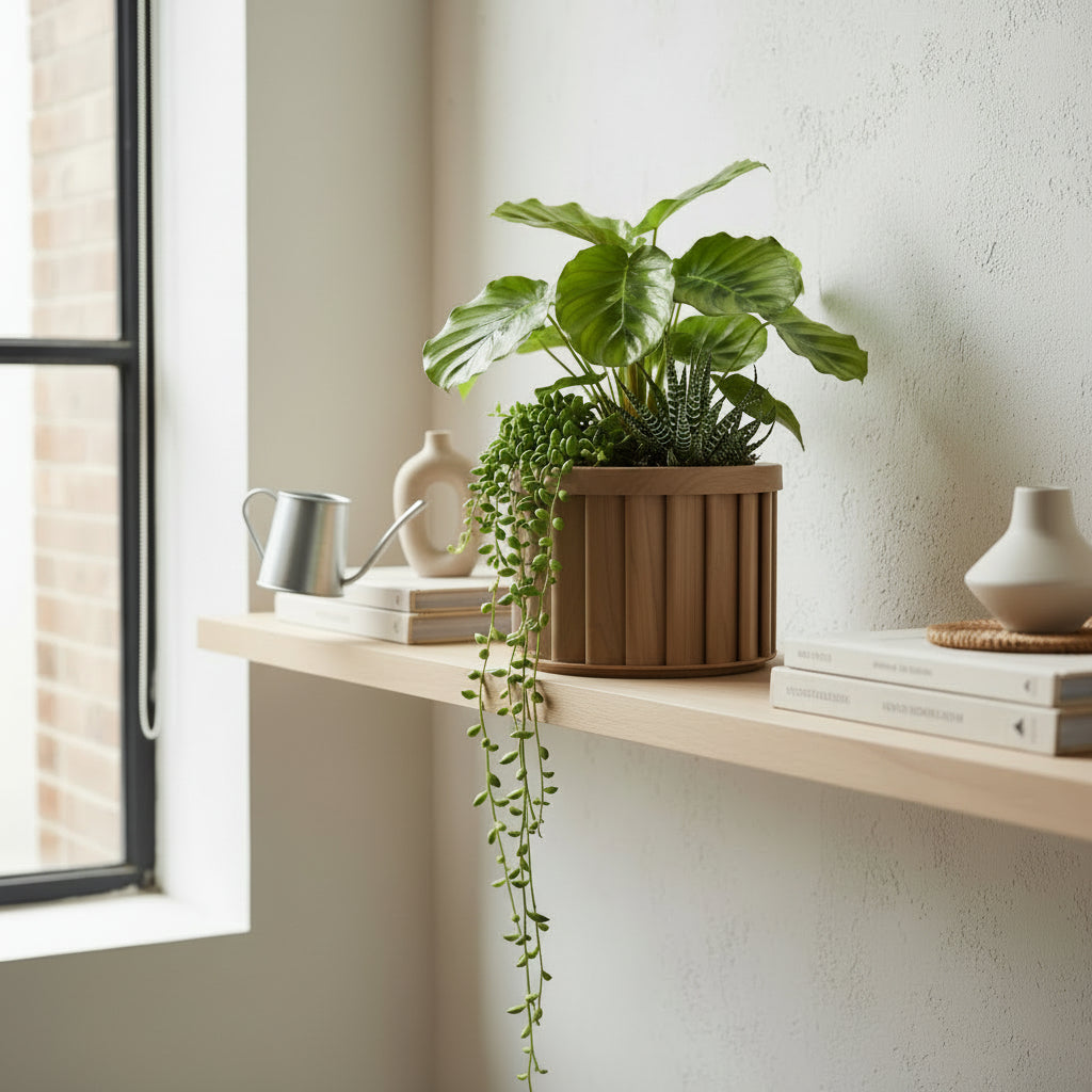 Round Strata Planter MD - Medium Brown