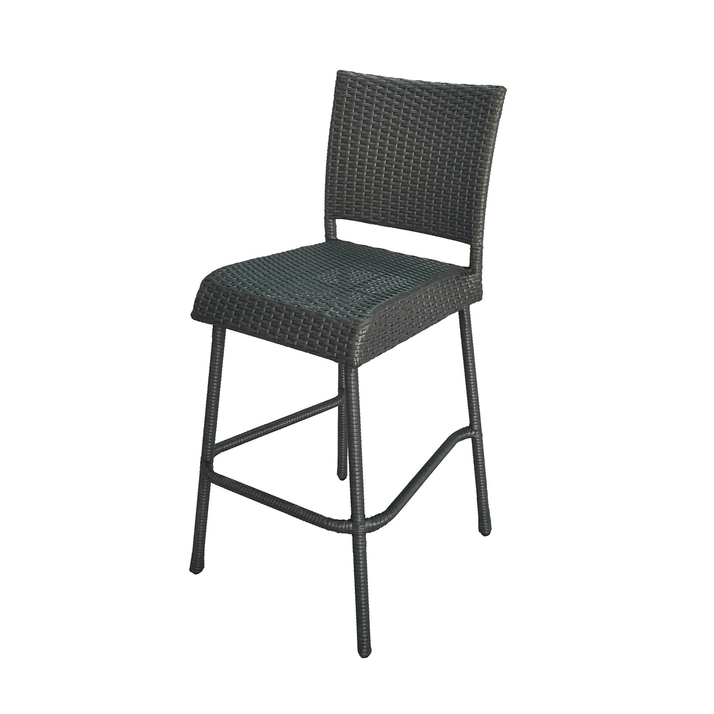29" Outdoors PE Rattan Armless Barstools, Set of 2, Grey