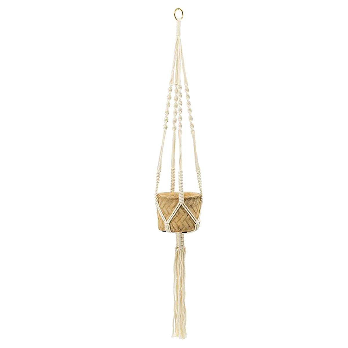 Set of 2, 5x5x4.5" Hanging Planter With Cotton Hanger, Bohemian Style