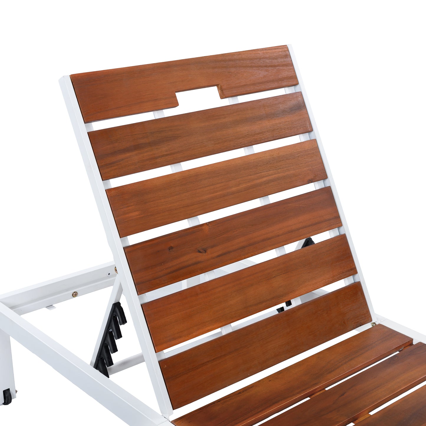 Outdoor Chaise Lounges Pool Lounge Chairs Outdoor Daybed Recliner with Adjustable Backrest for Patio, Poolside or Beach, White+Brown