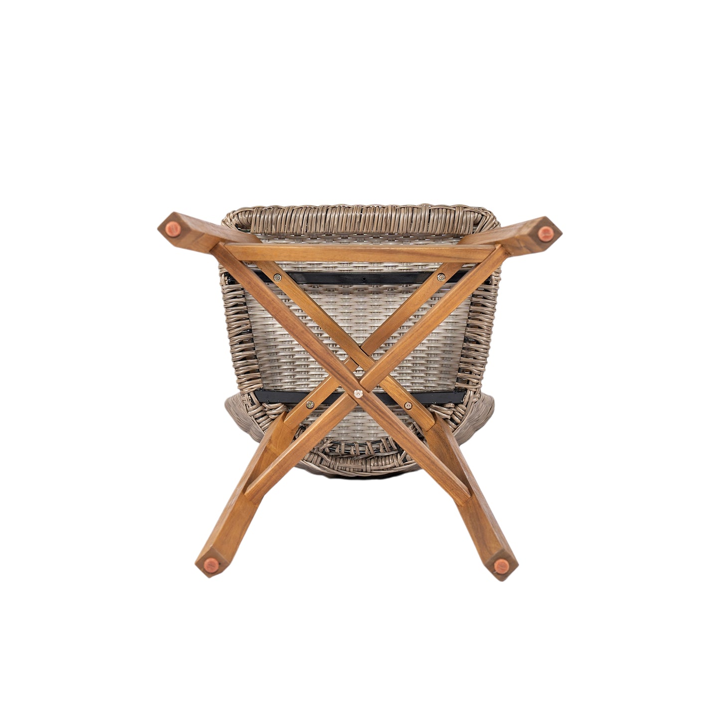 Lymington Outdoor Bar Stool, Teak Finished Wood with Light Brown Wicker, Set of 2