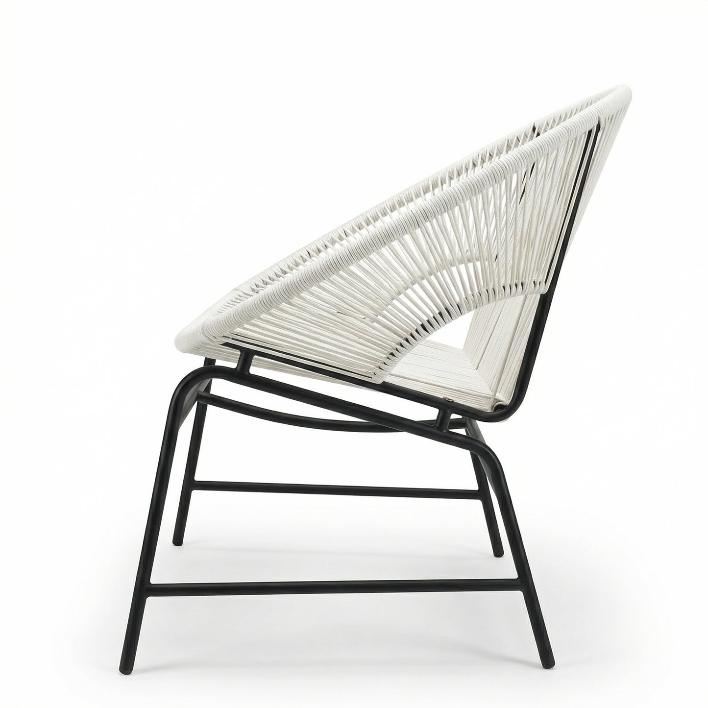 CONDESSA OUTDOOR PATIO WICKER LOVE SEAT, WHITE PE RATTAN &  IRON FRAME, SET OF 1