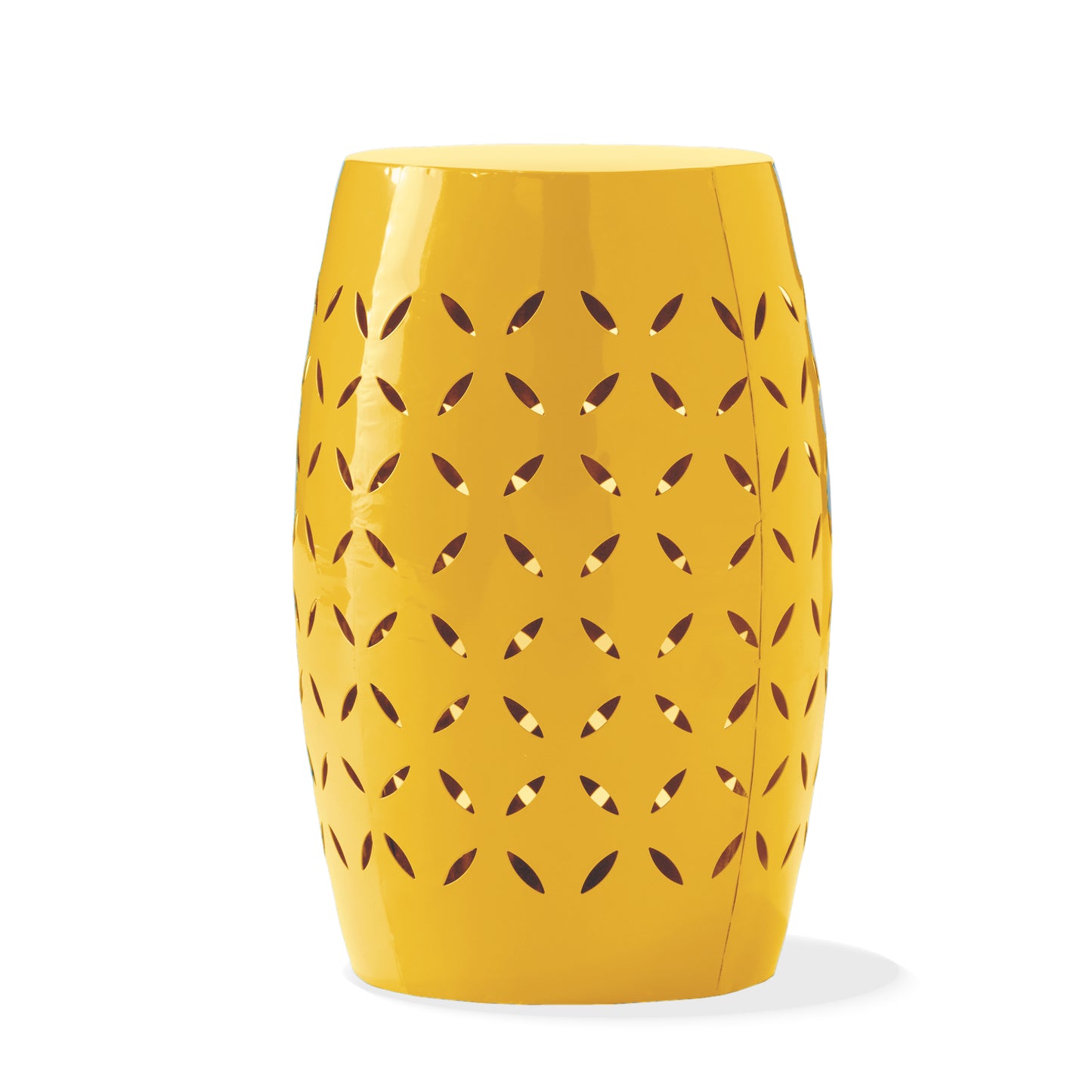 12" Outdoor Iron Side Table All-Metal Construction End Table,Yellow