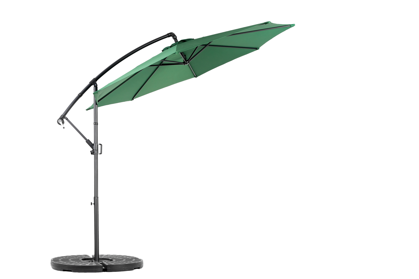 Best Choice Products 10ft Offset Hanging Market Patio Umbrella w/Easy Tilt Adjustment, Polyester Shade, 8 Ribs for Backyard, Poolside   -  ( Dark green )(No Base)