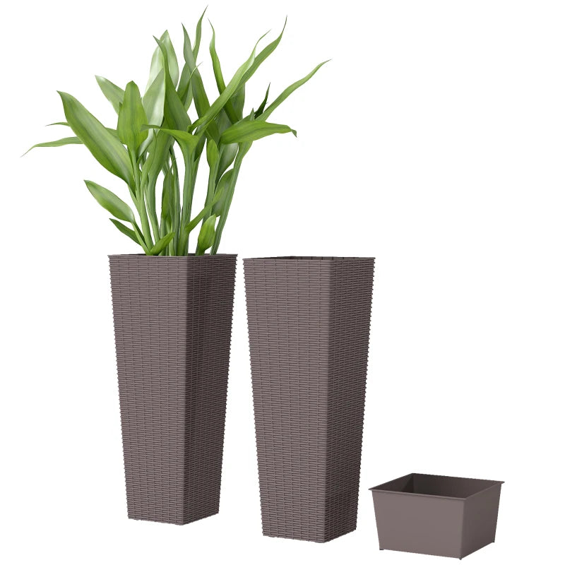 Flower Boxs,Set of 2 Flower Pots,Tall Planters