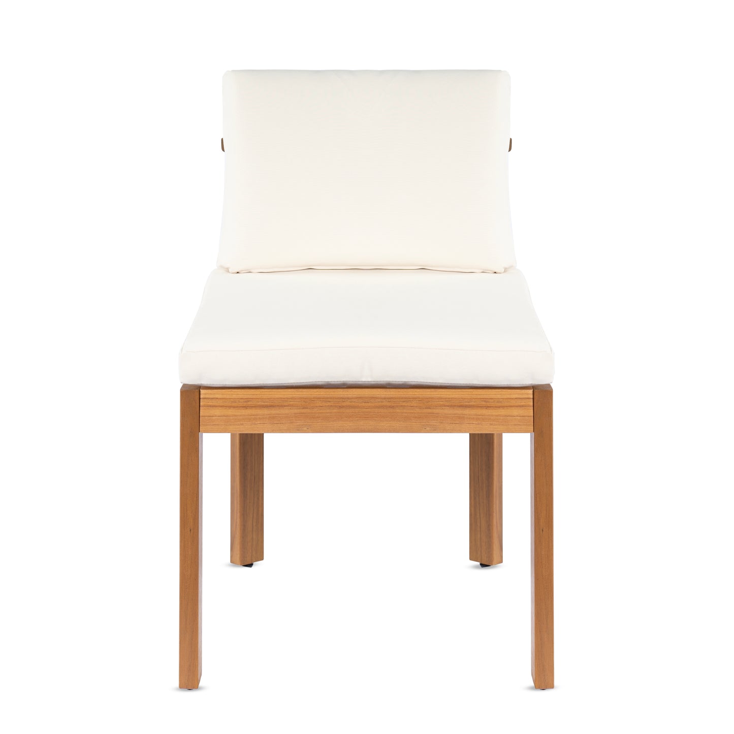 Acacia Wood Outdoor Dining Chair (Set of 2), Teak Finish Wood + Cream Cushions