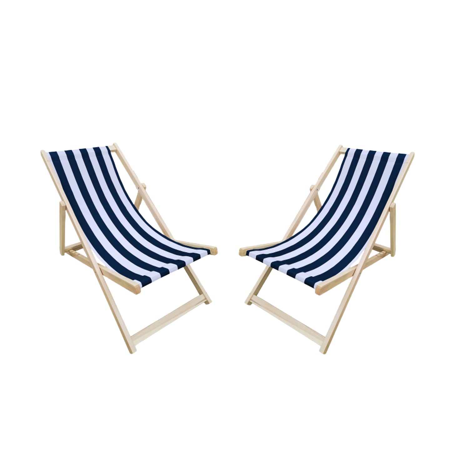 populus wood sling chair blue Stripe Broad blue Stripe (color: Dark blue) folding chaise lounge chair-2PCS