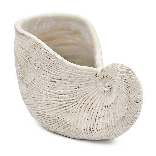 7.7 in. Beige Cement Pot Decorative Vase,Decorative Nautilus Shell Planter,Boho Vase for Home Decor