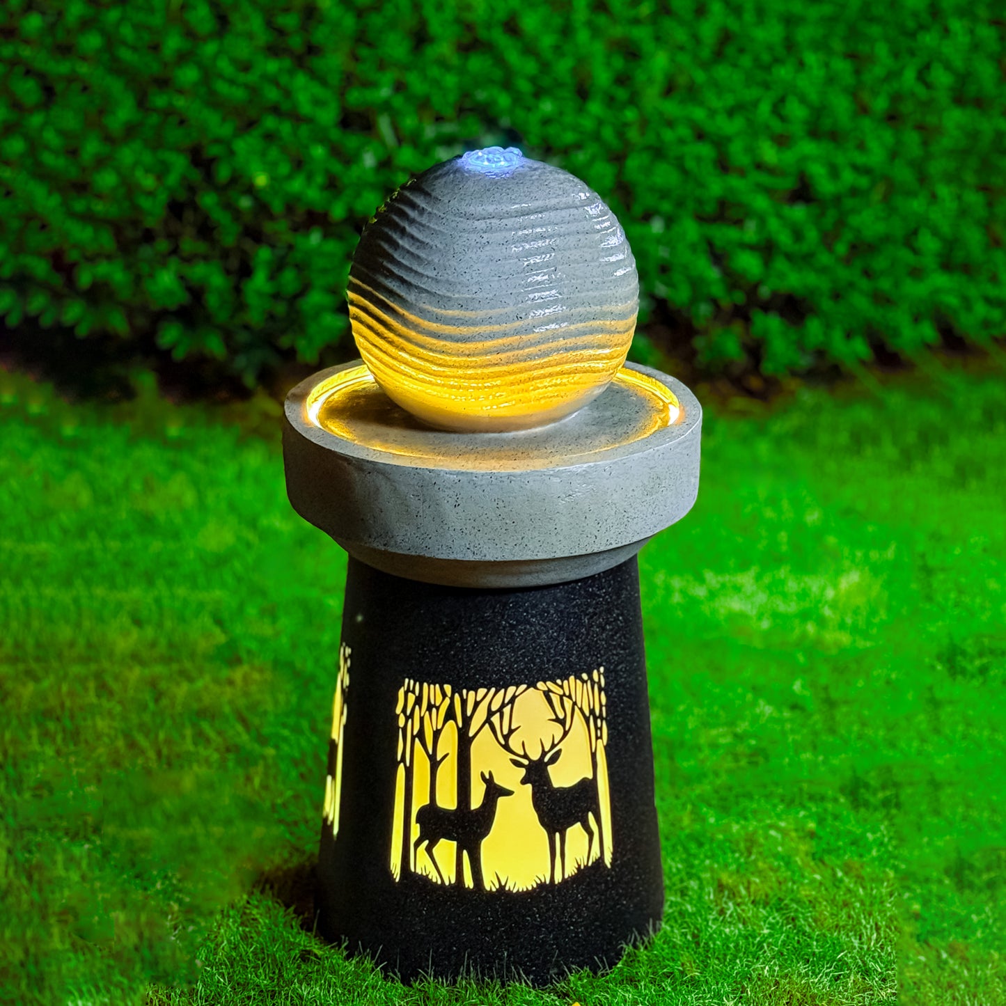 Outdoor Garden Lantern with Warm LED Light Deer Silhouette Decorative Landscape Light for Patio Yard Lawn