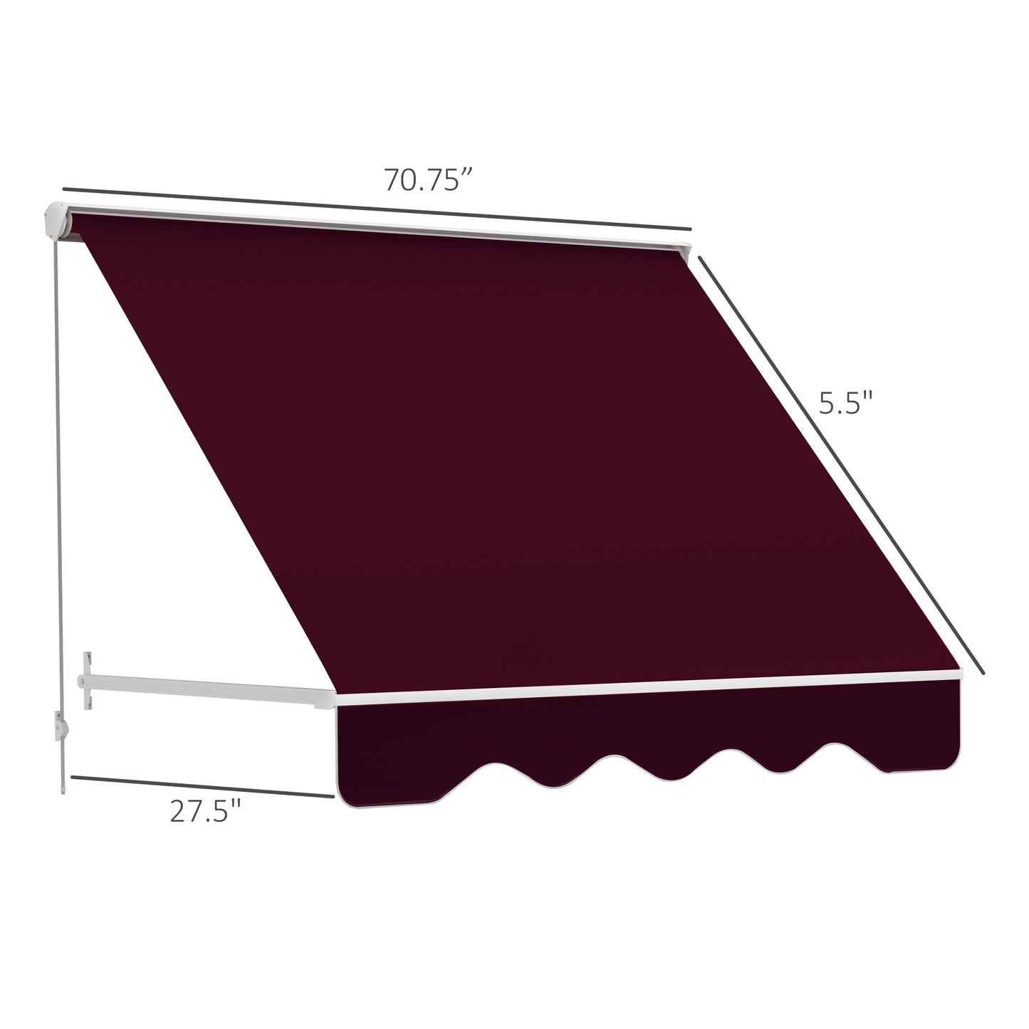 Window Awning Arm Manual Retractable Window Awning Sun Shade Shelter for Patio Balcony Outdoor