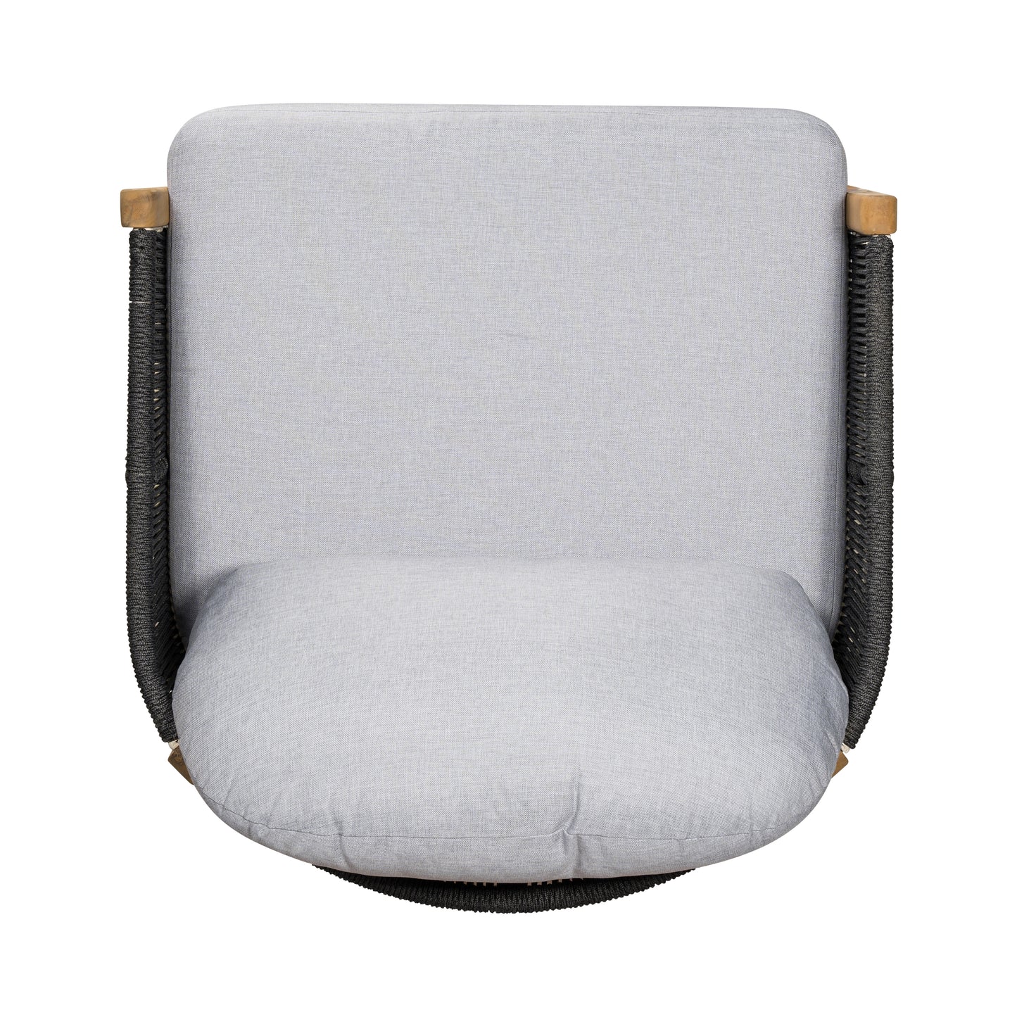 Grotta Outdoor Wood Club Chair, Dark Gray Rope with Gray Cushion