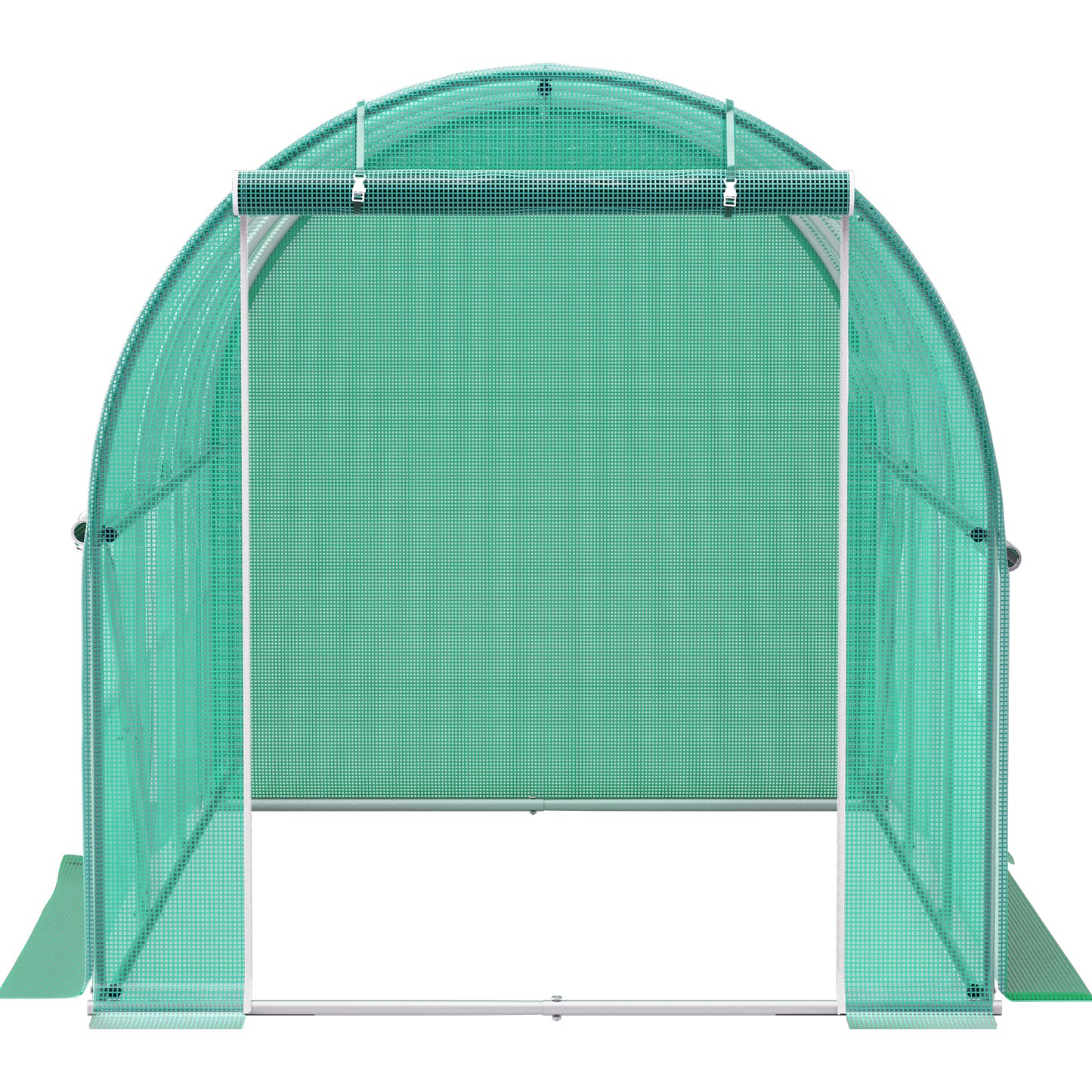 Walk-in Tunnel Greenhouse, 9.8 x 6.6 x 6.6 ft Portable Plant Hot House w/ Galvanized Steel Hoops, 1 Top Beam, Diagonal Poles, Zippered Door & 6 Roll-up Windows, Green