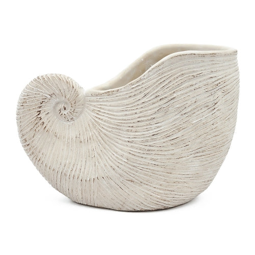 7.7 in. Beige Cement Pot Decorative Vase,Decorative Nautilus Shell Planter,Boho Vase for Home Decor
