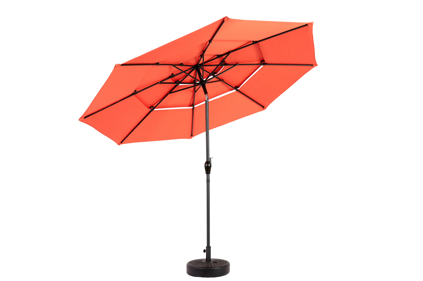 Aluminium 10ft 3 Tier Auto-tilt Umbrella ,Outdoor Patio Umbrella - Market Table Pool Deck Umbrella (Base Not Included)   - (orange )