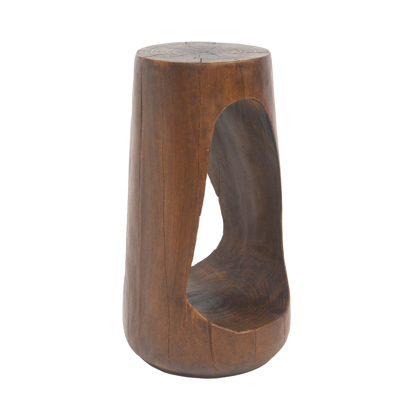 Outdoor Side Table,Hollow Design End Table,Patio Garden Stool Table,Decorative Accent Table for Patio Balcony Beach Pool Side,Lightweight Concrete,Wood Like Texture,Antique Brown Color