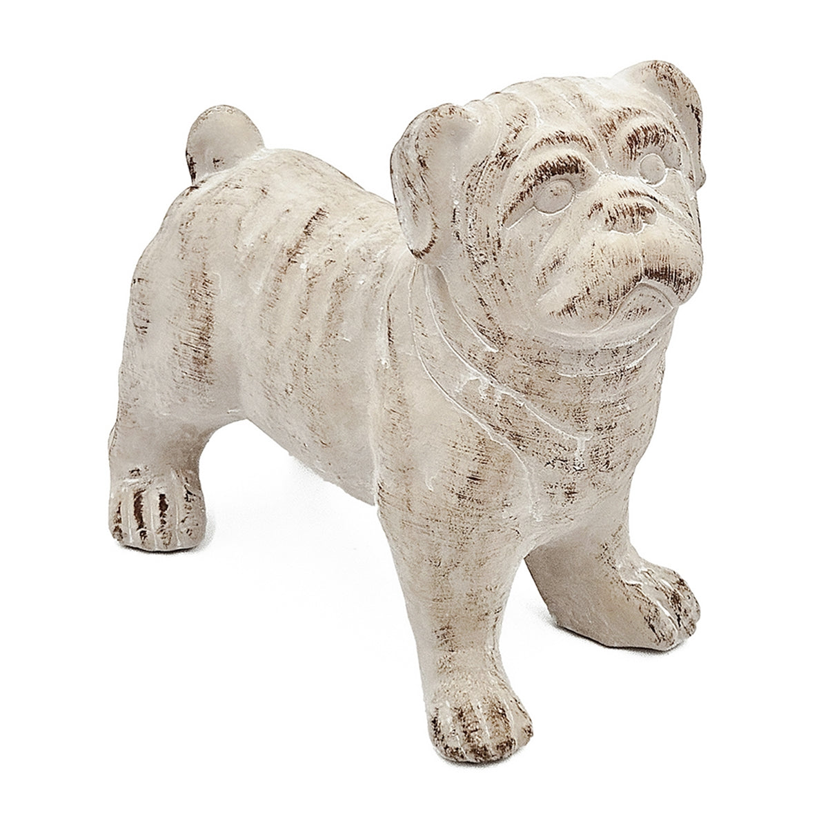 8.5x4.5x8.1" Standing Bulldog Figurine with Natural Beige Finish